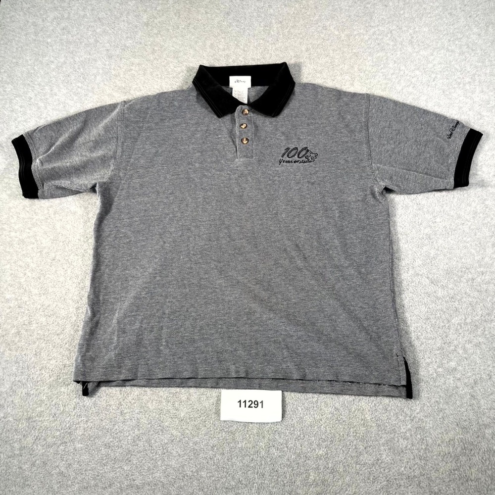 Vintage Walt Disney World Polo Shirt Mens Large Gray Cotton 100 Years of Magic